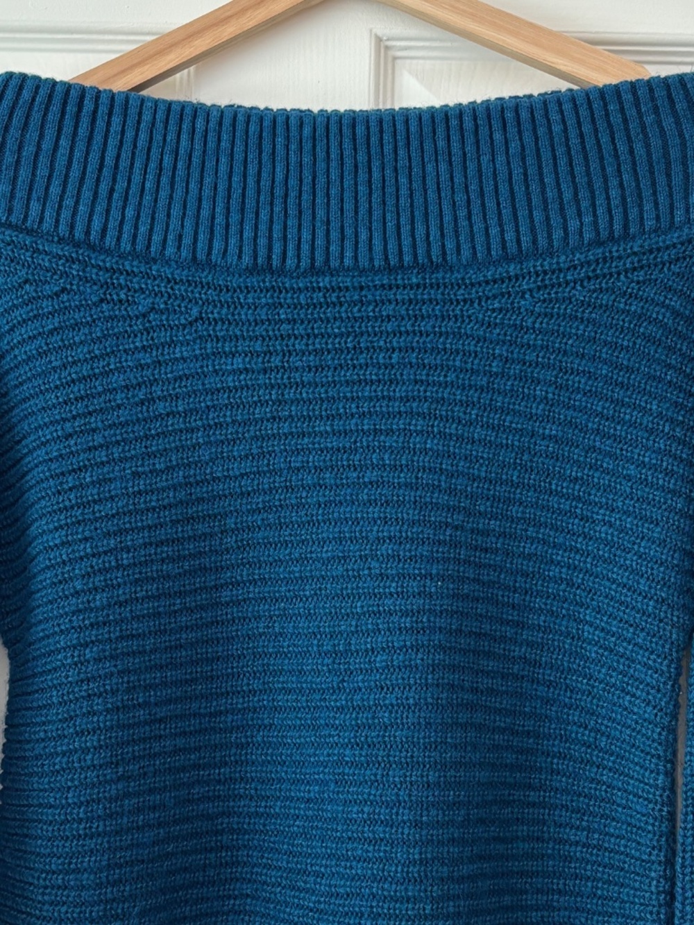 Express Off The Shoulder Chunky Sweater - Teal Size S - Picture 5 of 8